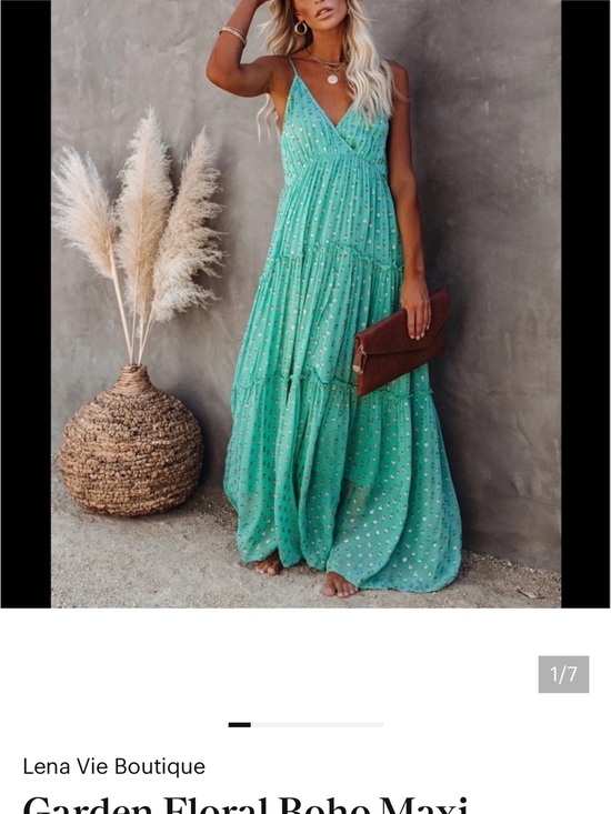 Dresses & Skirts - Boho Tiered V-Neck Summer Maxi Dress in Teal Floral lined. Never worn NWOT